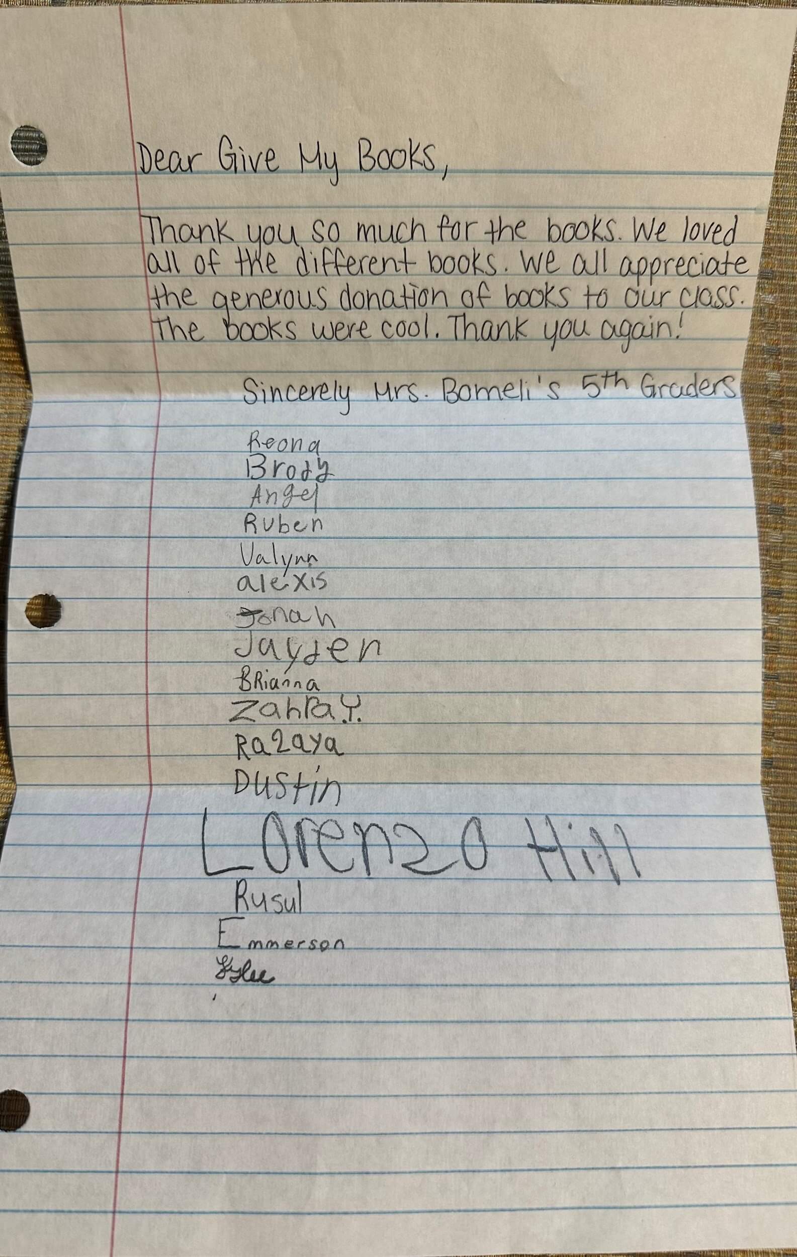 Student thank you letter 1